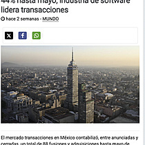 Fusiones y adquisiciones en Mxico caen 44% hasta mayo; industria de software lidera transacciones